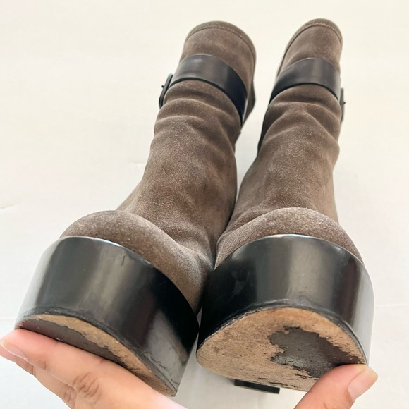Balenciaga High Heel Booties Brown Suede Black Platform 41 - Picture 5 of 11